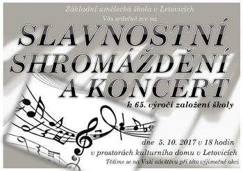 Slavnostní shromáždění a koncert k 65. výročí založení ZUŠ Letovice